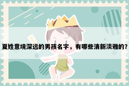 夏姓意境深远的男孩名字，有哪些清新淡雅的？