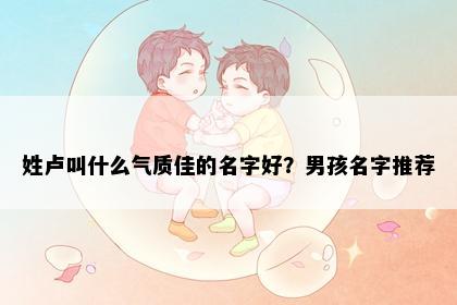 姓卢叫什么气质佳的名字好？男孩名字推荐