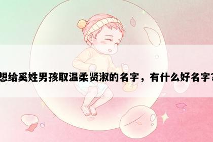 想给奚姓男孩取温柔贤淑的名字，有什么好名字？